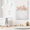 Baby Animal Trio stretched canvas displayed in a room is a nursery canvas wall art and print suited for childrens nursery area