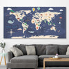 Discovery Map stretched canvas displayed in a room is a nursery canvas wall art and print suited for childrens nursery area