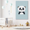 Friendly Panda stretched canvas displayed in a room is a nursery canvas wall art and print suited for childrens nursery area
