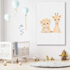 Little Safari Friends stretched canvas displayed in a room is a nursery canvas wall art and print suited for childrens nursery area