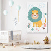 Safari Lion stretched canvas displayed in a room is a nursery canvas wall art and print suited for childrens nursery area