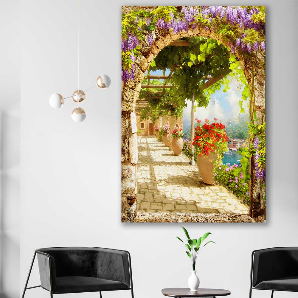 Beautiful Italian Arch stretched canvas displayed in a room is a high quality print in our city skyline, travel prints and maps collection