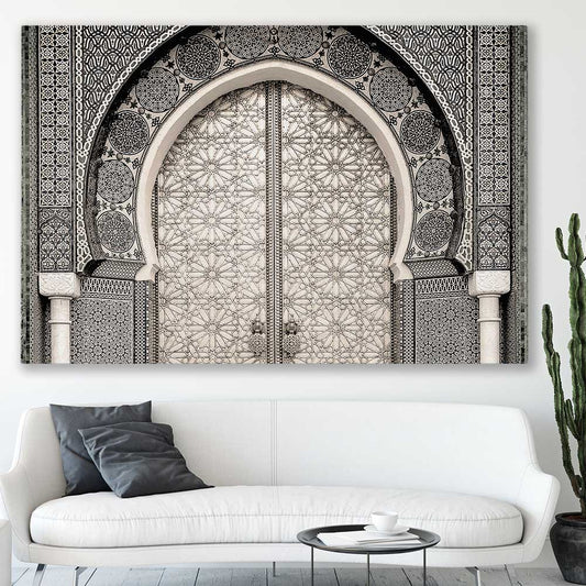 Ancient Morocco stretched canvas displayed in a room is a high quality print in our city skyline, travel prints and maps collection