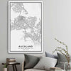 Auckland City stretched canvas displayed in a room is a high quality print in our city skyline, travel prints and maps collection