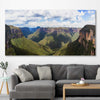 Blue Mountains Valley stretched canvas displayed in a room is a high quality print in our city skyline, travel prints and maps collection