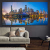 City Reflections Melbourne stretched canvas displayed in a room is a high quality print in our city skyline, travel prints and maps collection