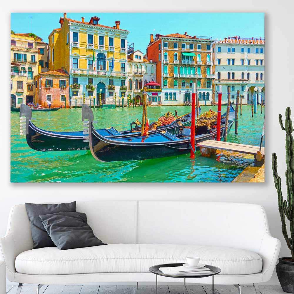 Grand Canal Venice stretched canvas displayed in a room is a high quality print in our city skyline, travel prints and maps collection