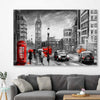 London Streetscape stretched canvas displayed in a room is a high quality print in our city skyline, travel prints and maps collection