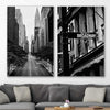 Manhattan Street Pair stretched canvas displayed in a room is a high quality print in our city skyline, travel prints and maps collection