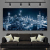 Melbourne City Glow stretched canvas displayed in a room is a high quality print in our city skyline, travel prints and maps collection