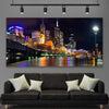 Melbourne City Lights stretched canvas displayed in a room is a high quality print in our city skyline, travel prints and maps collection