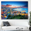 Naples City Lights stretched canvas displayed in a room is a high quality print in our city skyline, travel prints and maps collection