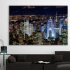 New York Glow stretched canvas displayed in a room is a high quality print in our city skyline, travel prints and maps collection