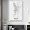 Perth City stretched canvas displayed in a room is a high quality print in our city skyline, travel prints and maps collection
