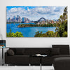 Sydney Harbour Panorama stretched canvas displayed in a room is a high quality print in our city skyline, travel prints and maps collection