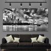 Sydney Skyline Noir stretched canvas displayed in a room is a high quality print in our city skyline, travel prints and maps collection