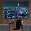 Tokyo City stretched canvas displayed in a room is a high quality print in our city skyline, travel prints and maps collection
