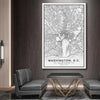 Washington City stretched canvas displayed in a room is a high quality print in our city skyline, travel prints and maps collection