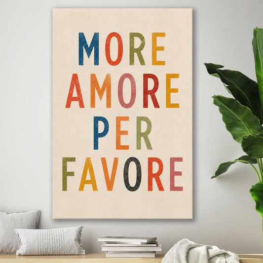 More Amore stretched canvas displayed in a room is a high quality print in our city skyline, travel prints and maps collection