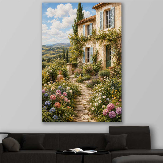 Provence In Bloom stretched canvas displayed in a room is a high quality print in our city skyline, travel prints and maps collection
