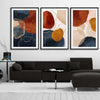 Beige Navy Set stretched canvas displayed from an angle in a room - part of our high quality canvas abstract wall art collection