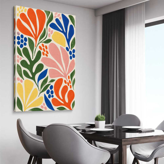 Chromatic Garden stretched canvas displayed from an angle in a room - part of our high quality canvas abstract wall art collection