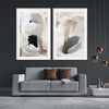 Cosy Neutral Pair stretched canvas displayed from an angle in a room - part of our high quality canvas abstract wall art collection