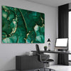 Deep Turquoise stretched canvas displayed from an angle in a room - part of our high quality canvas abstract wall art collection