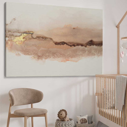 Earthen Glitter stretched canvas displayed from an angle in a room - part of our high quality canvas abstract wall art collection