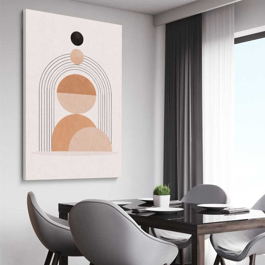 Golden Arch Balance stretched canvas displayed from an angle in a room - part of our high quality canvas abstract wall art collection