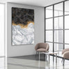 Golden Marble One stretched canvas displayed from an angle in a room - part of our high quality canvas abstract wall art collection