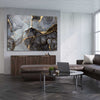 Grey Fissure stretched canvas displayed from an angle in a room - part of our high quality canvas abstract wall art collection