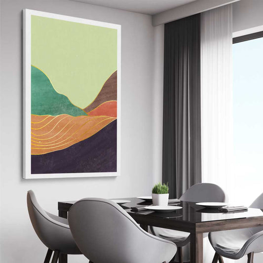 Nature Waves One stretched canvas displayed from an angle in a room - part of our high quality canvas abstract wall art collection