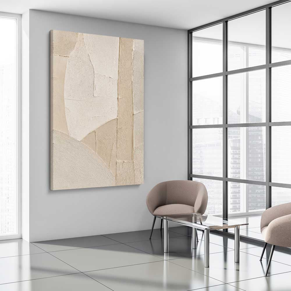 Quiet Forms stretched canvas displayed from an angle in a room - part of our high quality canvas abstract wall art collection