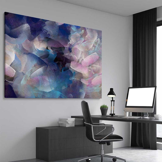 Simple Strokes stretched canvas displayed from an angle in a room - part of our high quality canvas abstract wall art collection