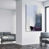 Soft Blue Three stretched canvas displayed from an angle in a room - part of our high quality canvas abstract wall art collection