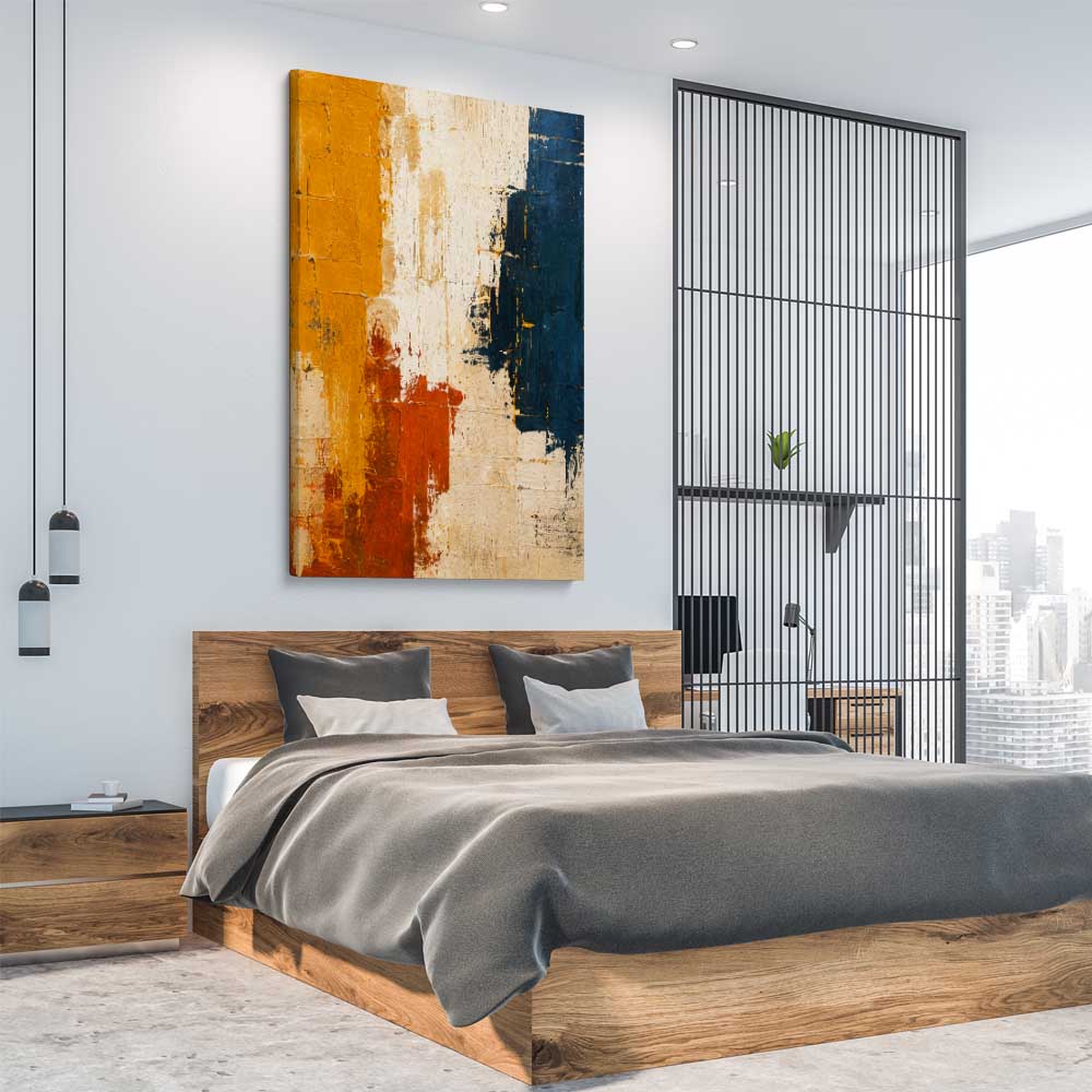 Terra Tide stretched canvas displayed from an angle in a room - part of our high quality canvas abstract wall art collection