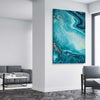 Turquoise Ocean stretched canvas displayed from an angle in a room - part of our high quality canvas abstract wall art collection