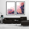 Violet Haze Pair stretched canvas displayed from an angle in a room - part of our high quality canvas abstract wall art collection