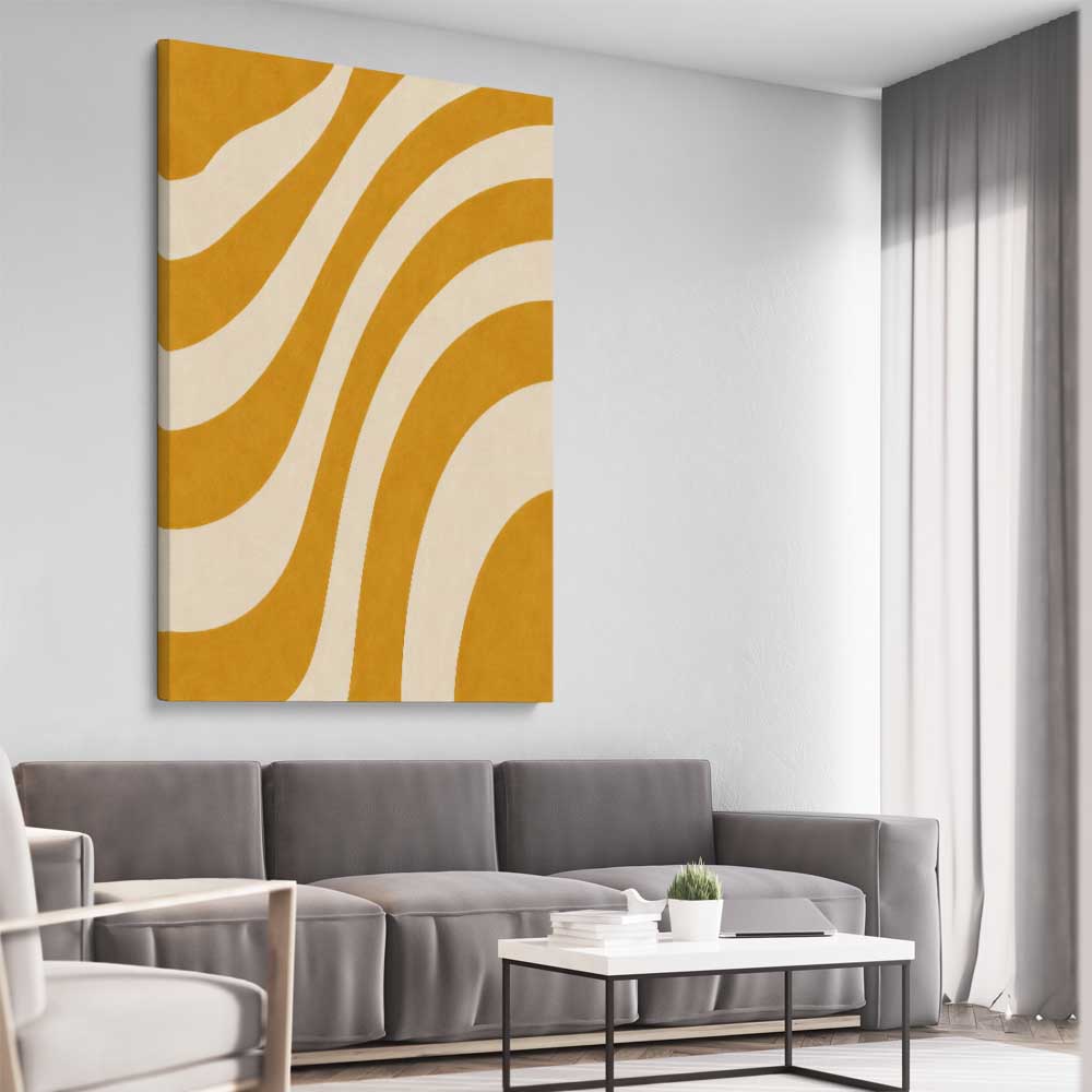 Wave Length stretched canvas displayed from an angle in a room - part of our high quality canvas abstract wall art collection