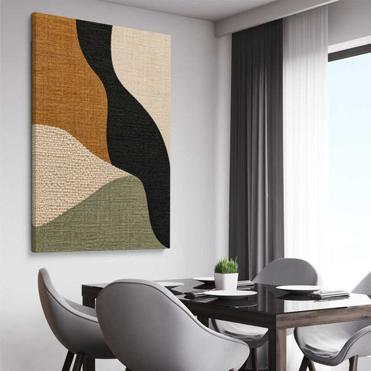 Woven Earth stretched canvas displayed from an angle in a room - part of our high quality canvas abstract wall art collection
