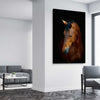 Animal wall art and canvas prints of Chestnut Horse Portrait on a stretched canvas displayed from an angle in a room
