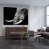 Animal wall art and canvas prints of Elephant Majesty on a stretched canvas displayed from an angle in a room