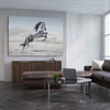 Animal wall art and canvas prints of Free Spirit Horse on a stretched canvas displayed from an angle in a room