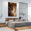 Animal wall art and canvas prints of Golden Lion Portrait on a stretched canvas displayed from an angle in a room