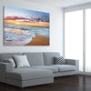 Beach and coastal wall art print of Pastel Ocean Horizon on a stretched canvas displayed from an angle in a room