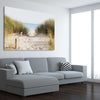 Beach and coastal wall art print of Beach Horizon on a stretched canvas displayed from an angle in a room
