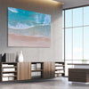Beach and coastal wall art print of Calm Waves on a stretched canvas displayed from an angle in a room