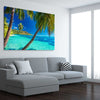 Beach and coastal wall art print of Tahiti Paradise on a stretched canvas displayed from an angle in a room