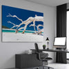 Beach and coastal wall art print of Whitsundays Driftwood on a stretched canvas displayed from an angle in a room